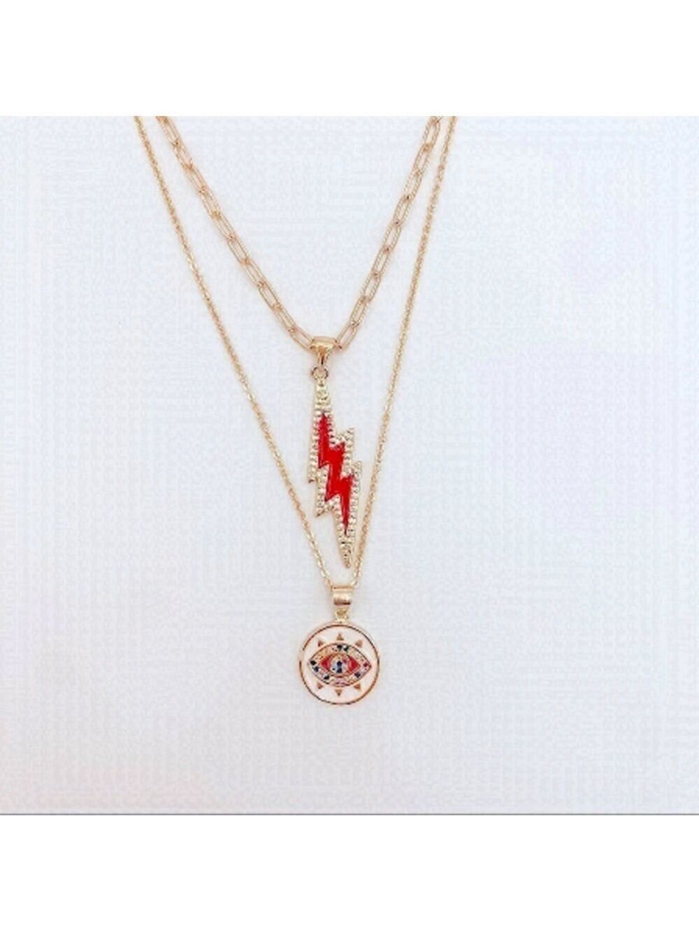 BADASS Lightening Bolt And Evil Eye Necklace.